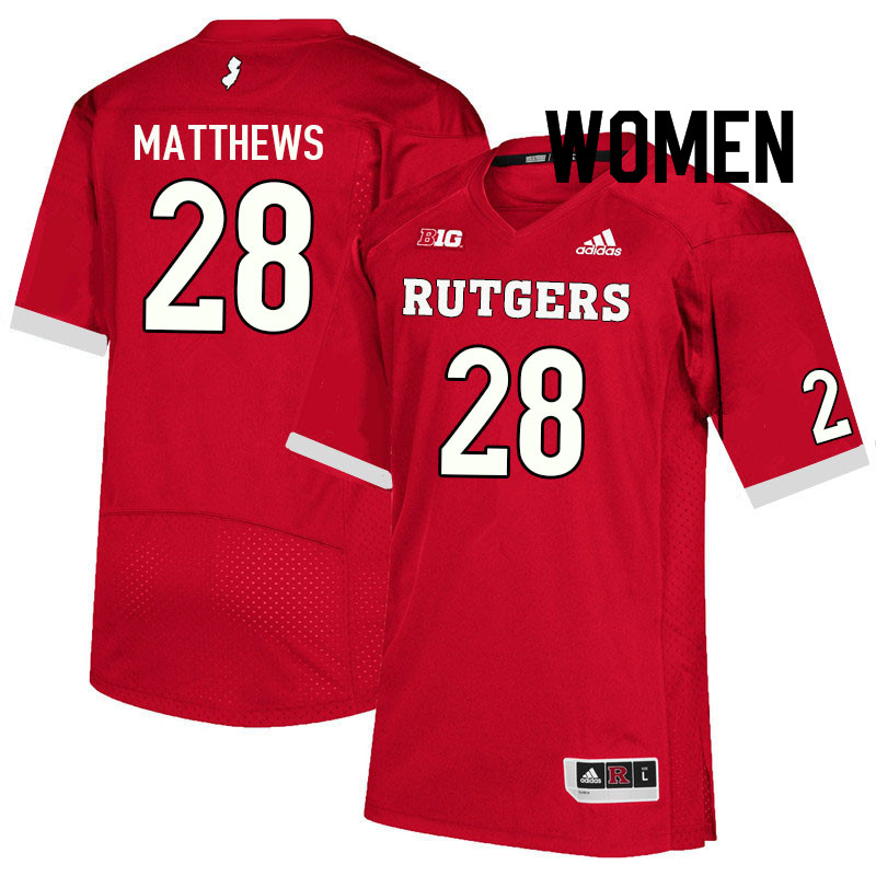 Women #28 Damon Matthews Rutgers Scarlet Knights College Football Jerseys Sale-Scarlet